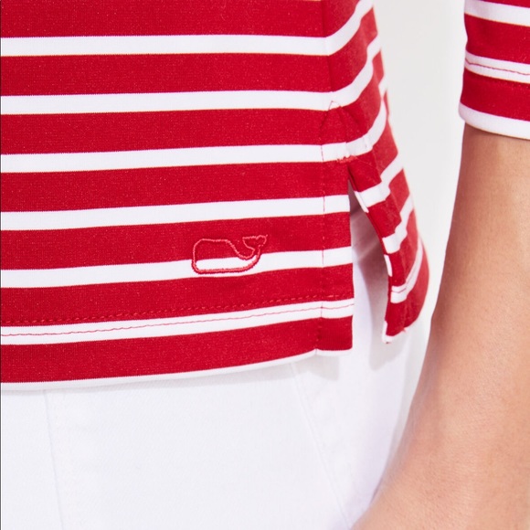 NWT Vineyard Vines Striped Sankaty Simple Boatneck Tee - Picture 2 of 7